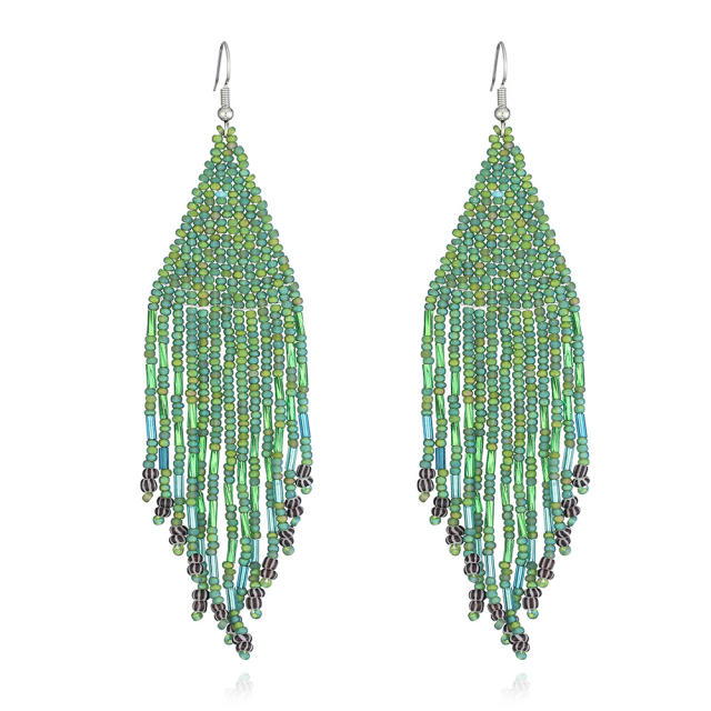Boho handmade seed beads tassel earrings