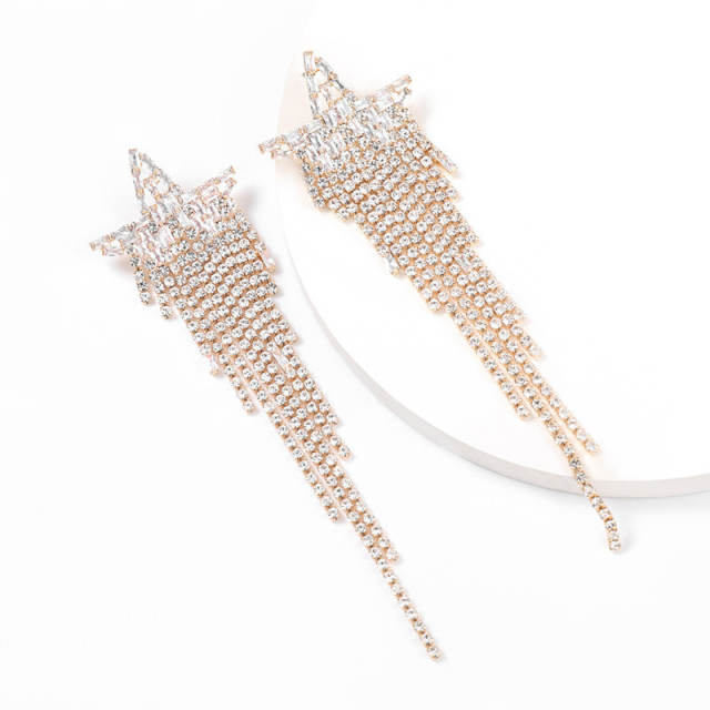 Diamond star tassel earrings