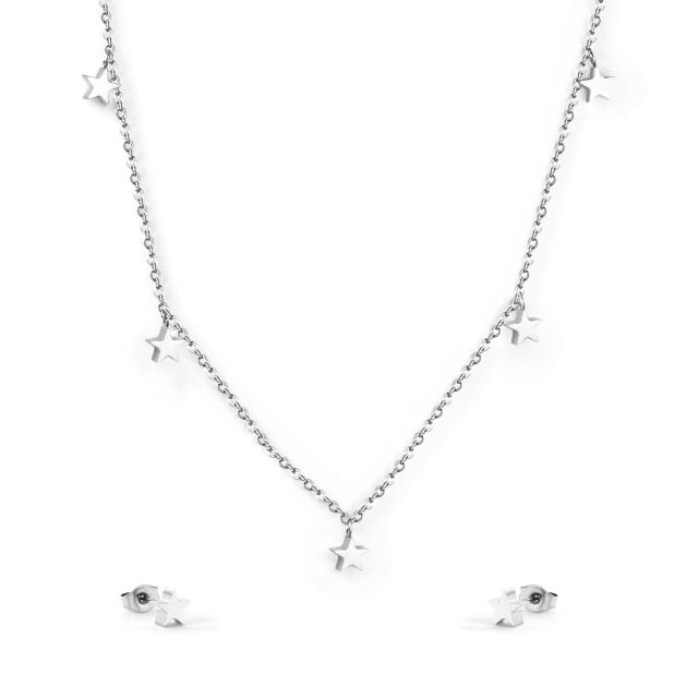 Dainty star heart charm stainless steel necklace choker