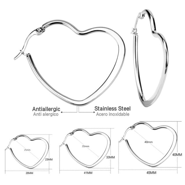 Occident fashion heart stainless steel earrings hoop earrings