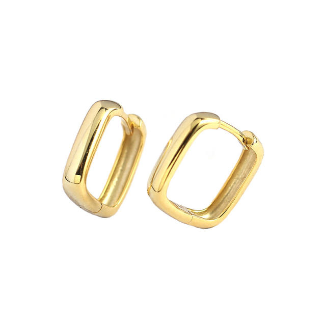 S925 square shaped huggie earrings