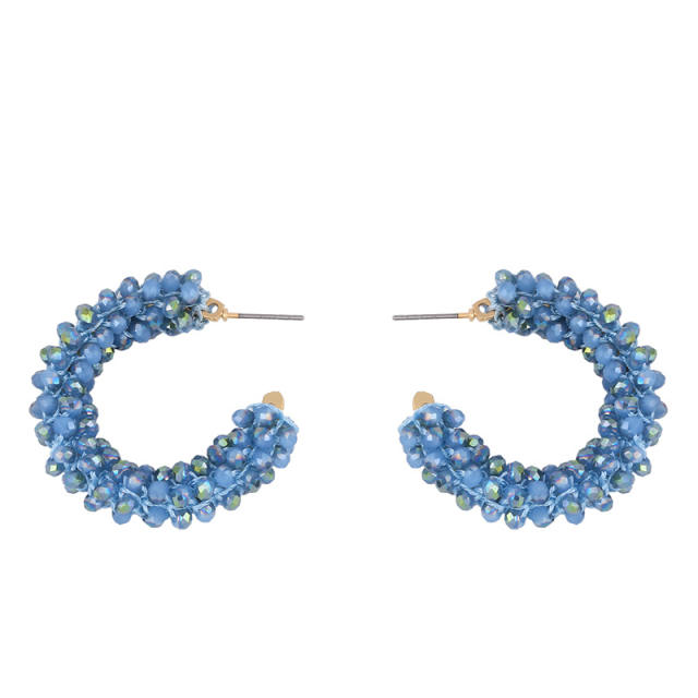 New bohemian C- shaped seed bead stud earrings