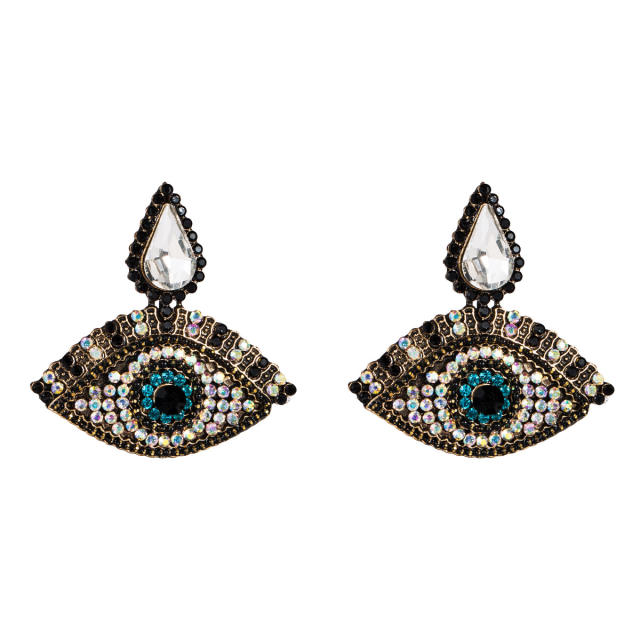 Acrylic diamond evil's eye dangling earrings