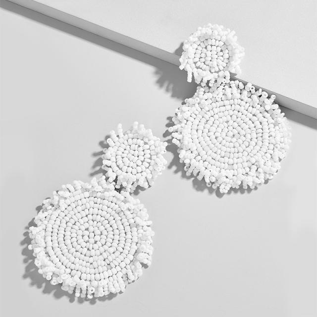 Fashion bohemian exaggerated seed bead round earrings