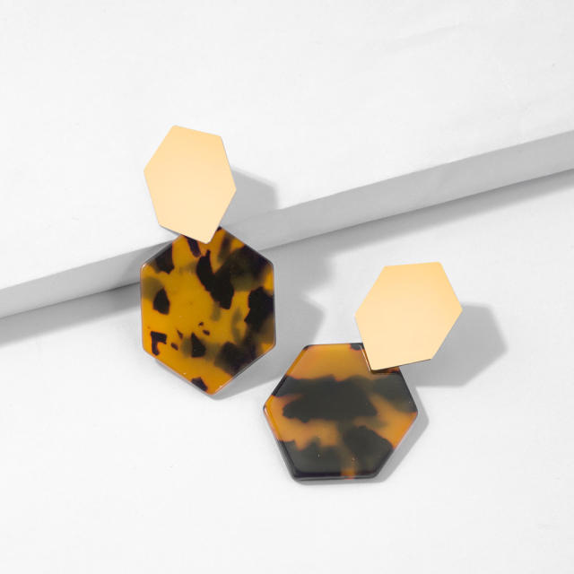 Ins style hexagon earrings