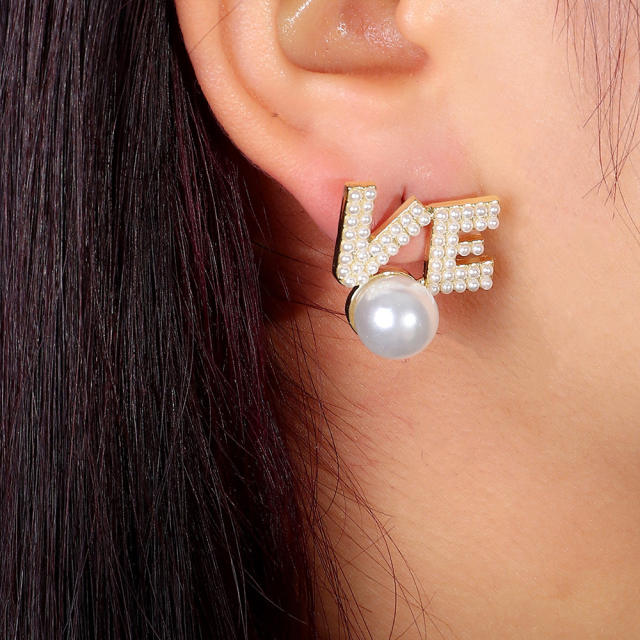 Pearl letter earrings