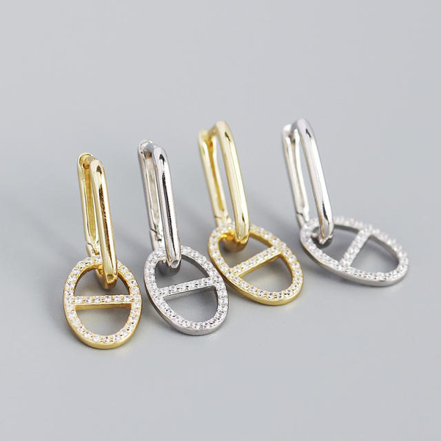 S925 diamond huggie earrings