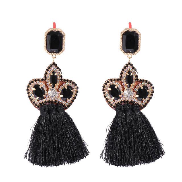 Boho colored tassel statement earrings