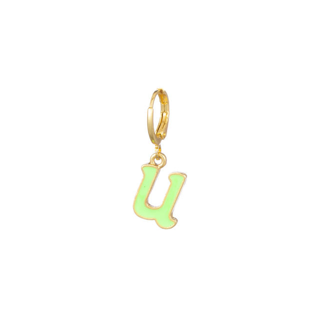 Cute enamel inital letter huggie earrings