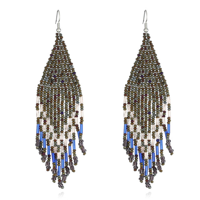 Boho handmade seed beads tassel earrings