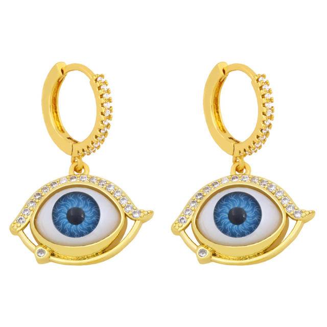 Unique evil eye huggie earrings