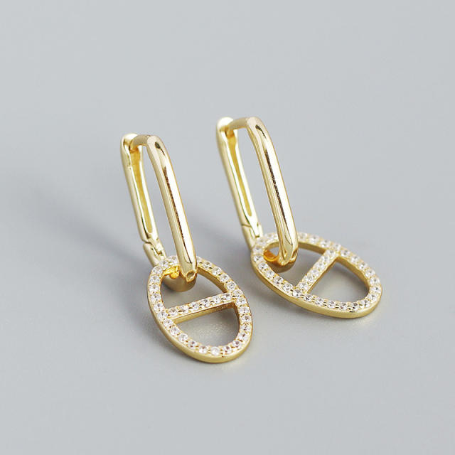S925 diamond huggie earrings
