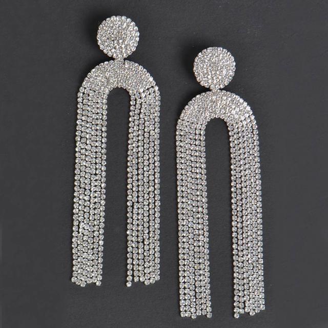 Creative diamond tassel dangle earrings
