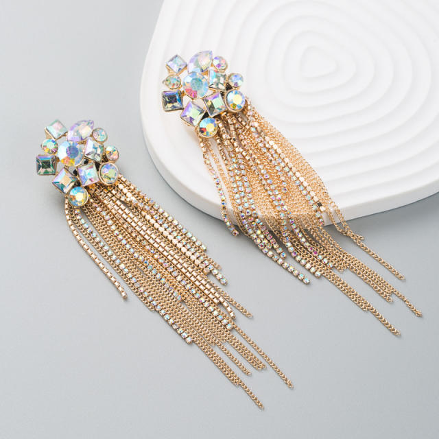 Elegant tassel color glass crystal earrings