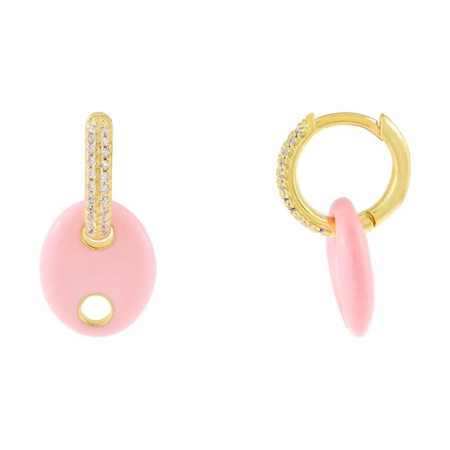 Color enamle poular diamond huggie earring(1pcs price)