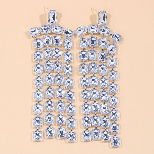 Luxury diamond tassel earrings