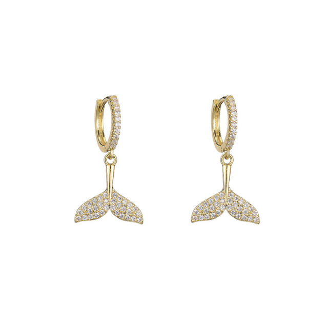 Diamond tail huggie earrings
