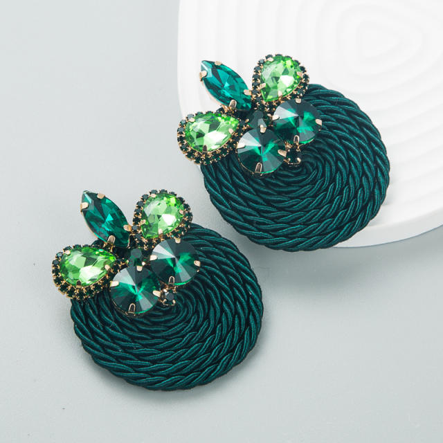Boho braided diamond earrings
