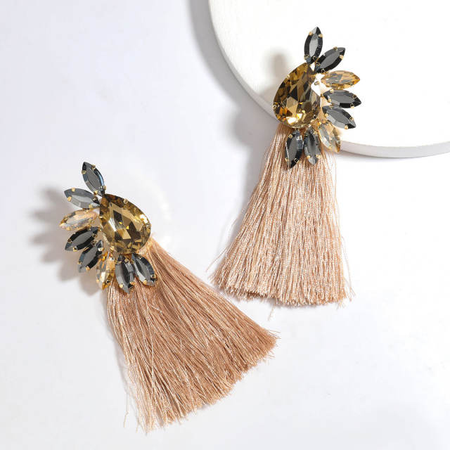 Diamond long tassel earrings Bohemian