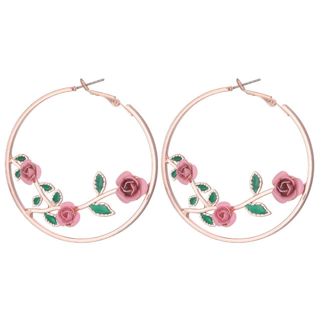 Hoop flower earrings