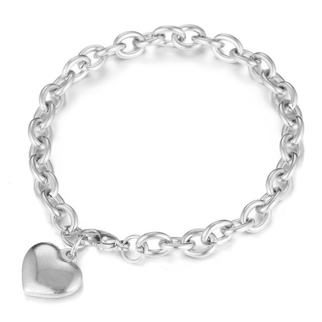 Korean fashion heart charm stainless steel bracelet chain toggle bracelet