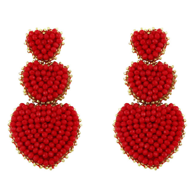 Fashion bohemian seed bead love heart earrings