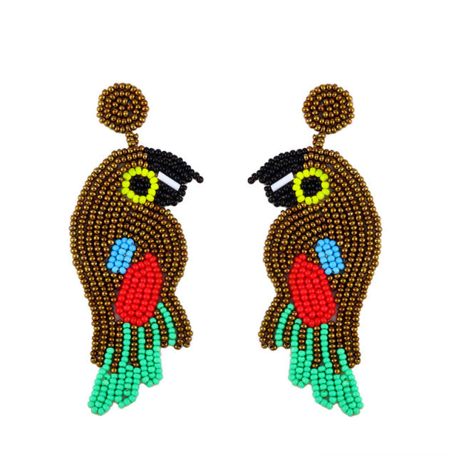 New bohemian style bird seed bead earrings