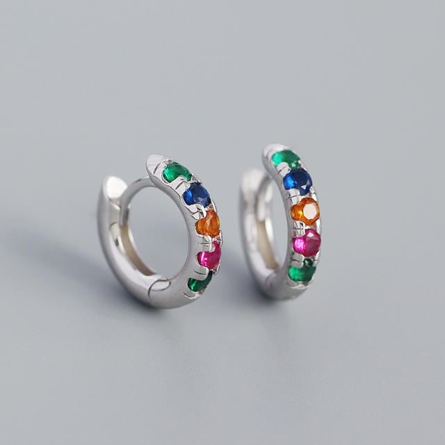 Rainbow CZ S925 Huggie earrings