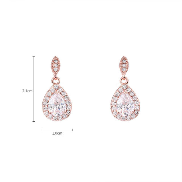 Elegant drop cubic zircon bridal earrings