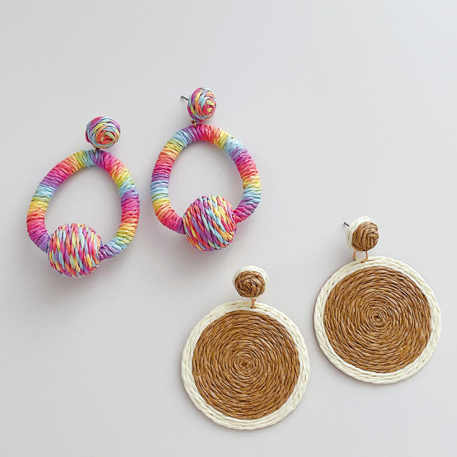 New hand-woven raffia earrings