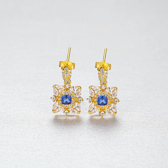 S925 sterling silver luxury flower earrings