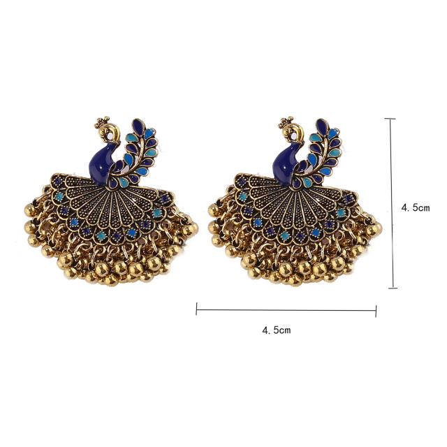 Vintage peacock design jhumka earrings