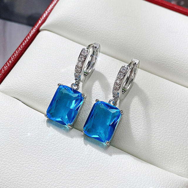 Elegant square cz huggie earrings