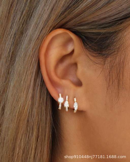 INS cubic zircon popular huggie earrings