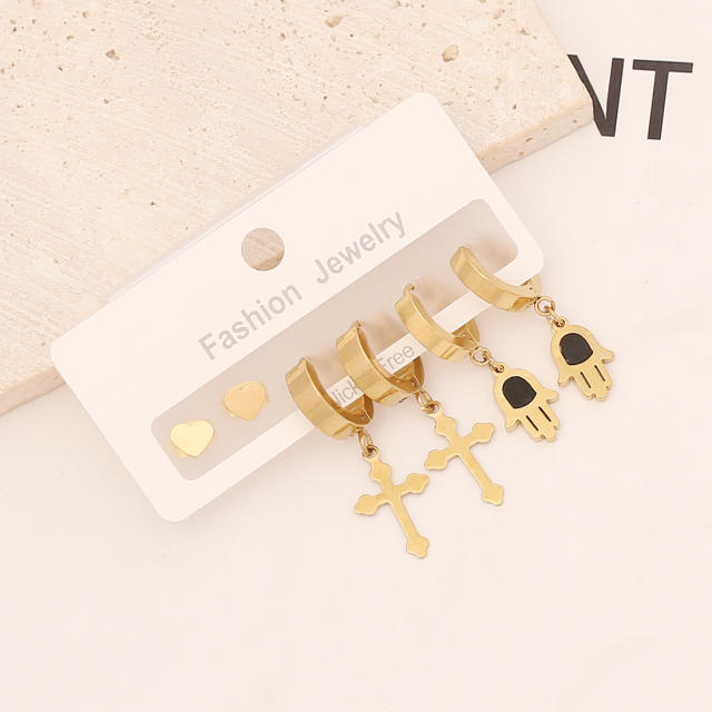 Occident fashion stainless steel earrings set