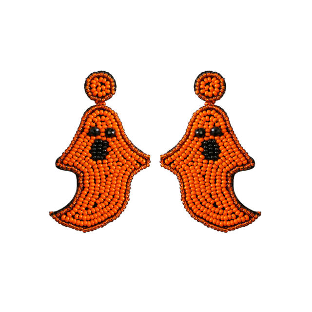 Handmade ghost design beaded earrings