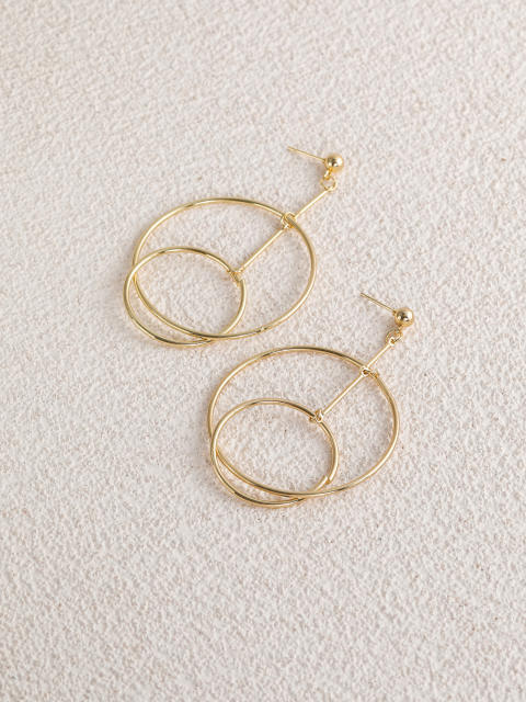 Geometric ring metal dangle earrings