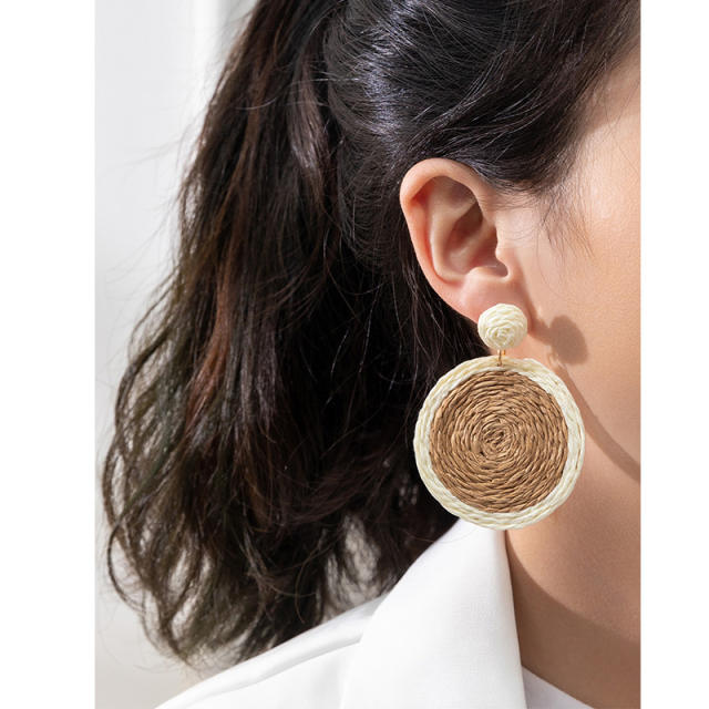 Boho straw earrings for women