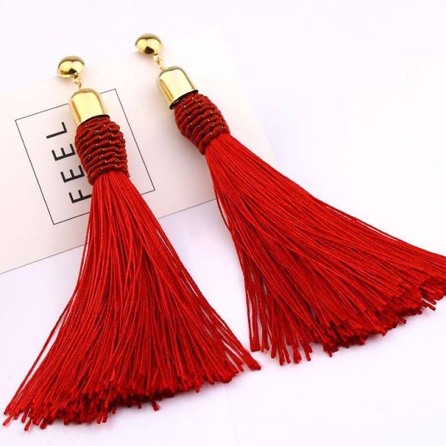 Boho color tassel long earrings