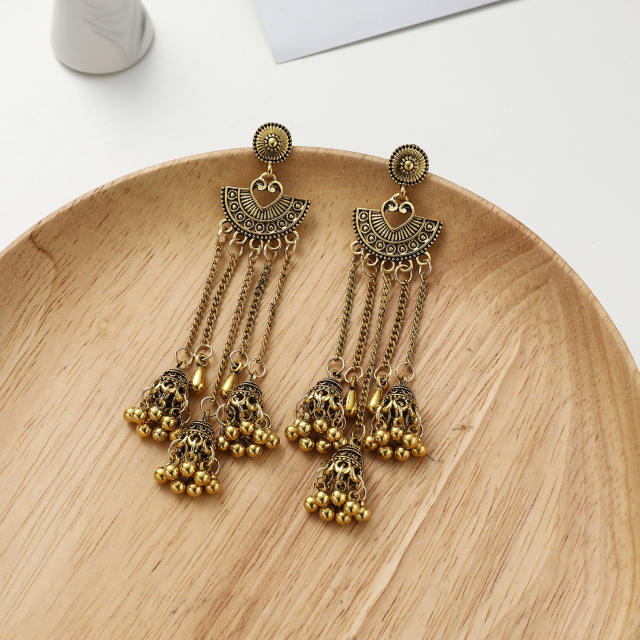 Creative long tassel jhumka earrings for women