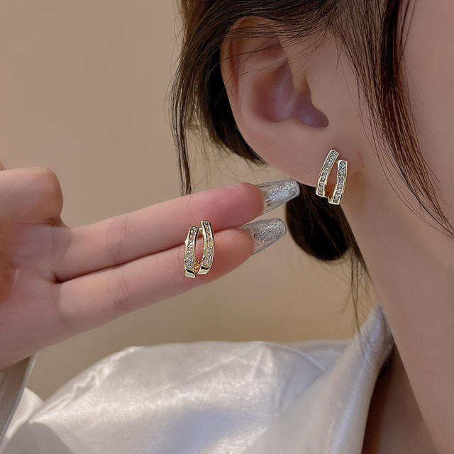 Korean fashion 925 needle easy match gold ear studs