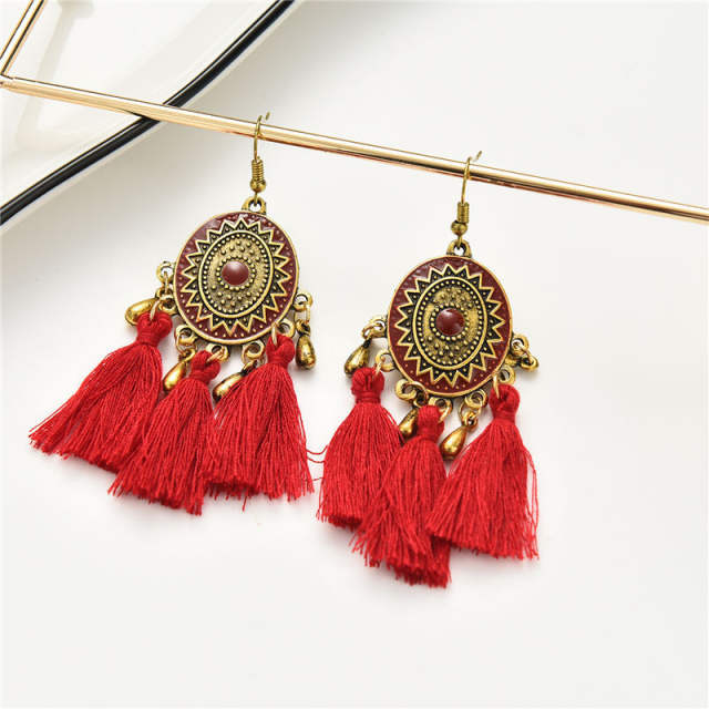 Color enamel color tassel national earrings