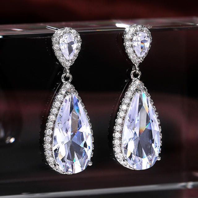 Delicate bridal drop earrings