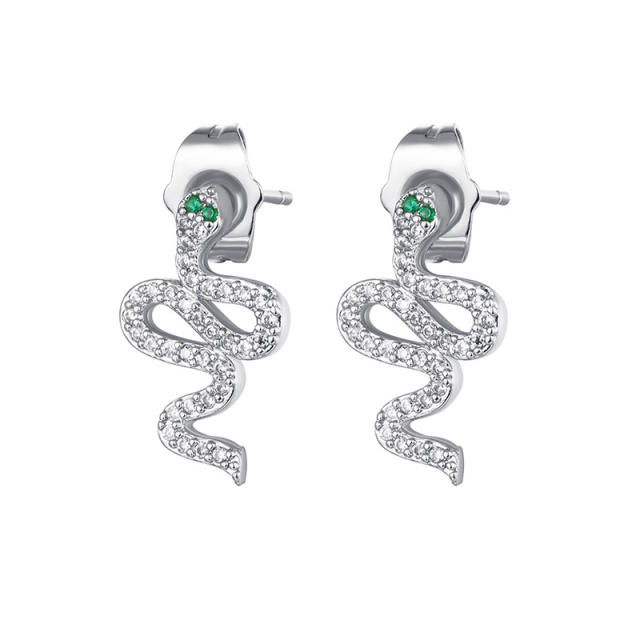 Rhinestone snake ins ear studs