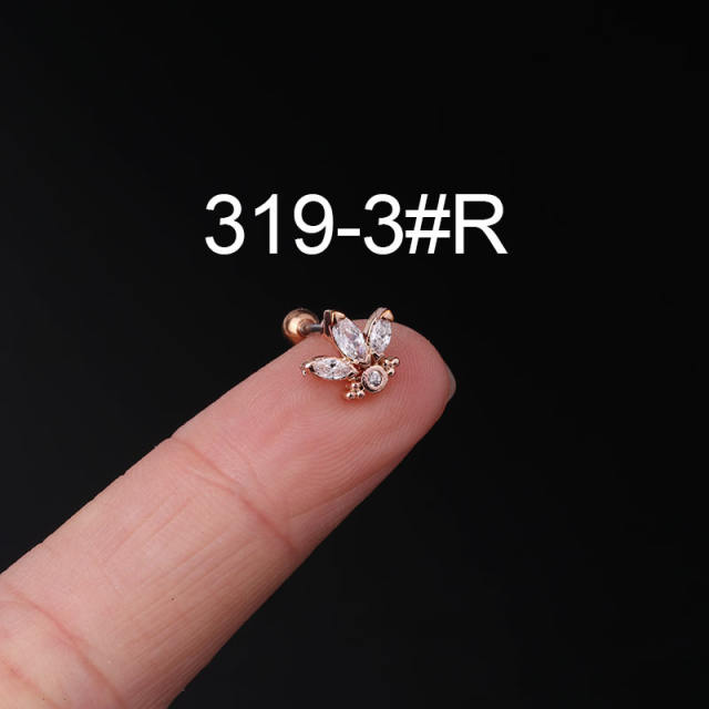 Stainless steel needle cubic zircon ear studs