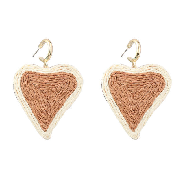 INS straw heart colorful earrings