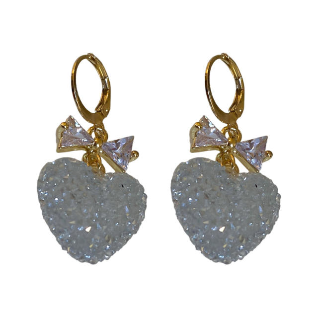 Sweet cubic zircon heart huggie earrings