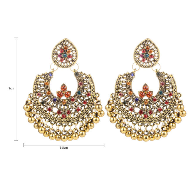 National trend color rhinestone jhumka earrings for women