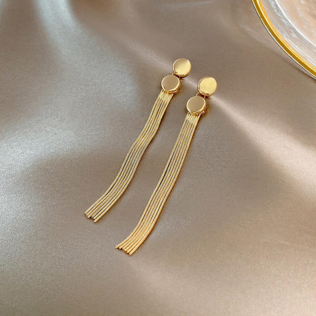 INS gold colo chain tassel earrings