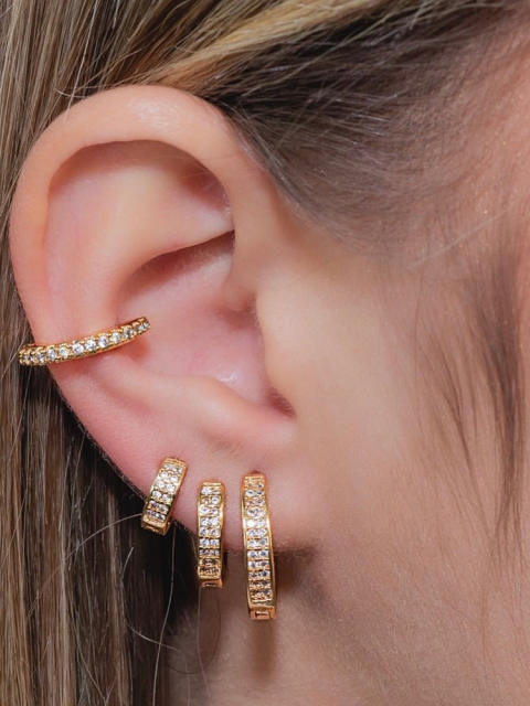 Full of rhinestone classic huggie earrings